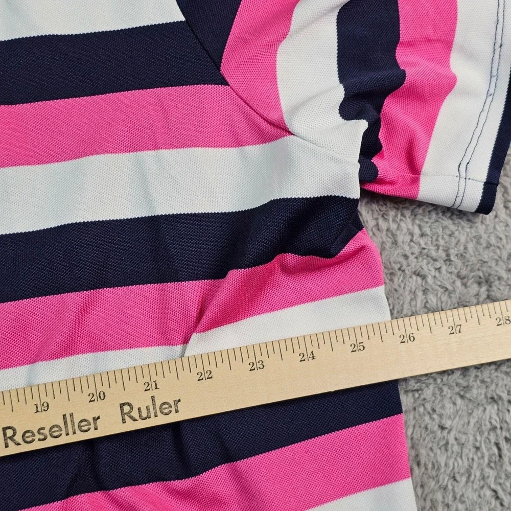 RLX Ralph Lauren Polo Shirt Mens XL Pink Navy White Striped Golf Stretch